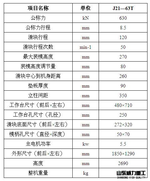 63吨固定台冲床