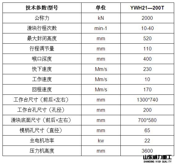 200吨普通液压冲床